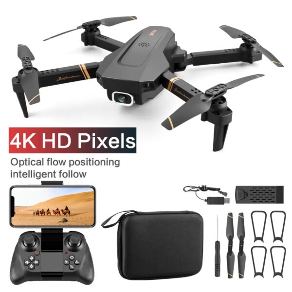Drone radiocommandé V4, caméra grand Angle HD 4K 1080P, WiFi Fpv, double caméra pliable