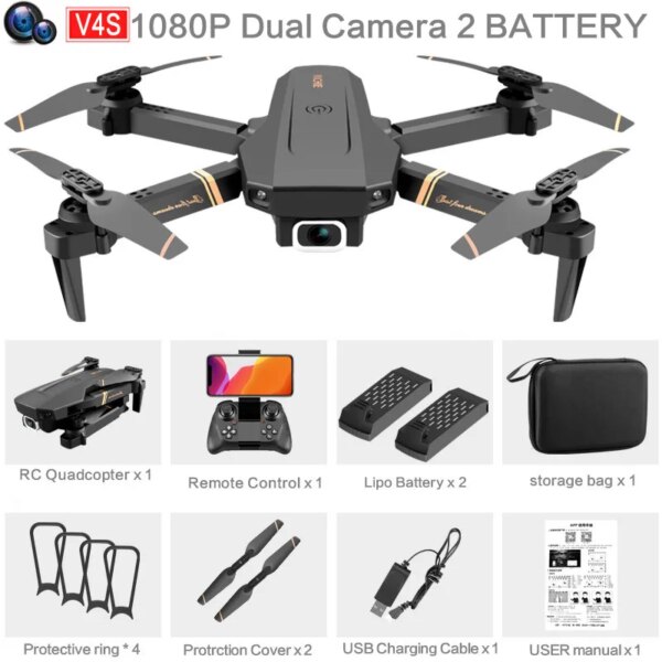Drone Radiocommandé V4 – Double Caméra Grand Angle HD 4K / 1080P