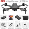 Drone radiocommandé V4, caméra grand Angle HD 4K 1080P, WiFi Fpv, double caméra pliable