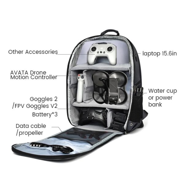 2514-2f3cf7.jpg Sac à Dos Portable Étanche pour DJI Avata Advanced, Mavic 2/3, Air 2S