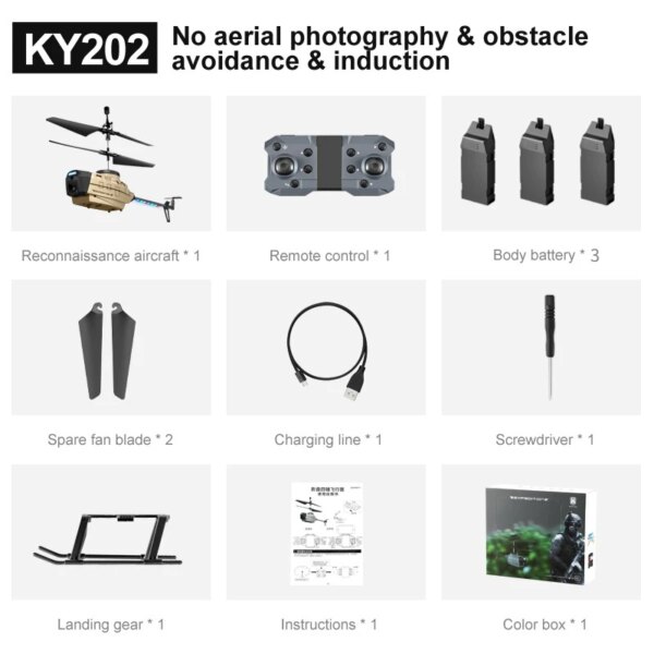 Mini Drone KY202 avec caméra 4K RC, hélicoptère à détection de geste avec ESC