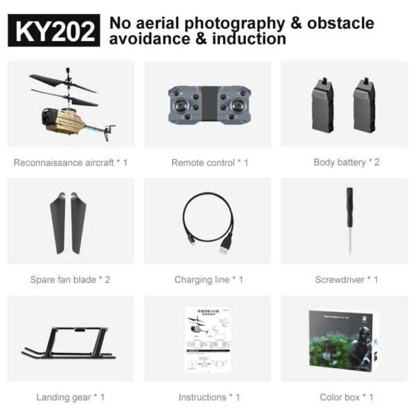 Mini Drone KY202 avec caméra 4K RC, hélicoptère à détection de geste avec ESC