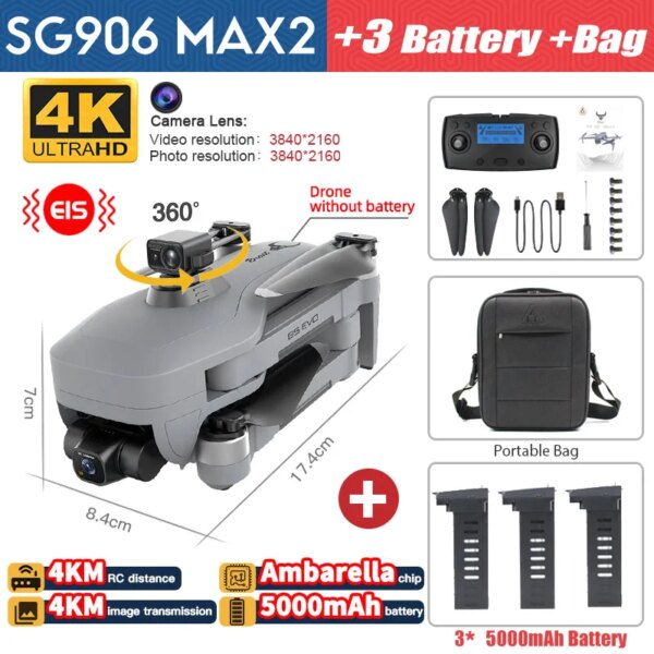 Drone professionnel SG906 MAX2 FPV EIS caméra 4K