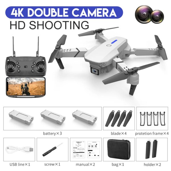 Quadcopter Drone  E88 Pro WIFI FPV avec grand Angle HD 4K 2023 P