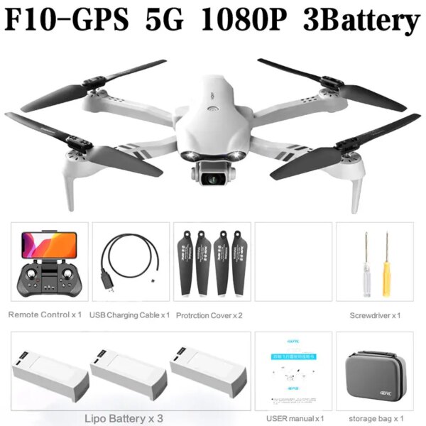 Drone FPV F10 4K HD double caméra GPS 5G WIFI