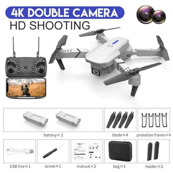 Quadcopter Drone  E88 Pro WIFI FPV avec grand Angle HD 4K 2023 P