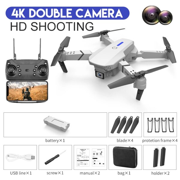 Quadcopter Drone  E88 Pro WIFI FPV avec grand Angle HD 4K 2023 P