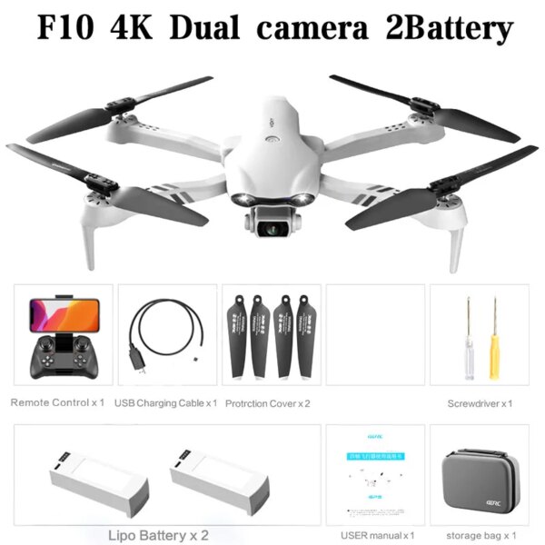 Drone FPV F10 4K HD double caméra GPS 5G WIFI