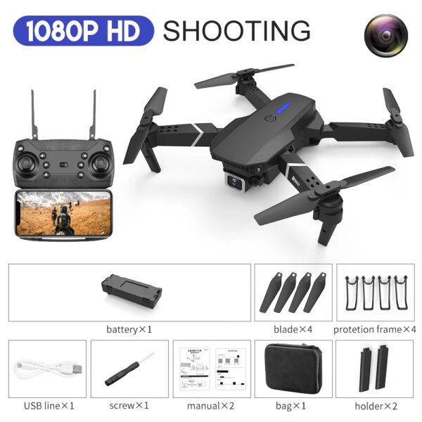 Quadcopter Drone  E88 Pro WIFI FPV avec grand Angle HD 4K 2023 P