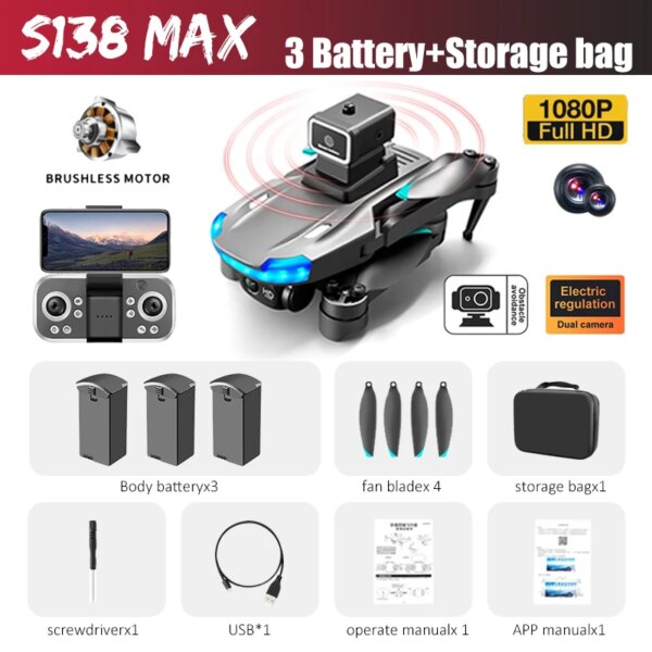 4072-c89ccc.jpg Drone S138 à double caméra 4K, grand Angle, évitement d'obstacles