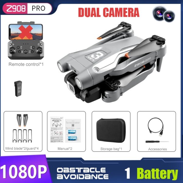 Mini Drone Z908 Pro, WIFI 2.4G, 4k, professionnel, eviter les obstacles, hélicoptère