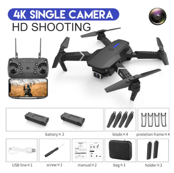 Mini Drone professionnel WIFI HD 4k E88, avec Mode caméra