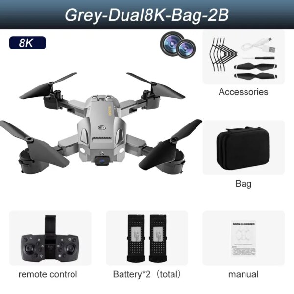 Drone 4k HD Double Caméra FPV RC Drone Avec 1080P Pliage Quadcopter Rc Distance 500M Cadeau Jouet