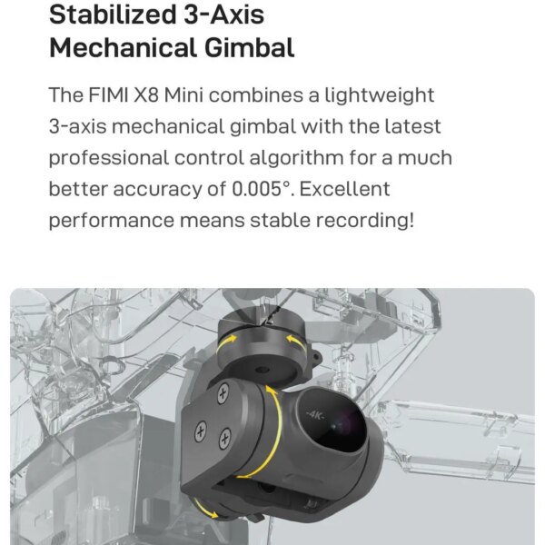 Drone FPV FIMI – MiniX8 PRO GPS, caméra 4K HD 3 axes,