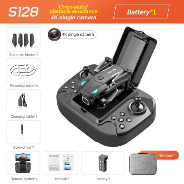 Mini Drone S128 avec caméra HD double 4K, triple face