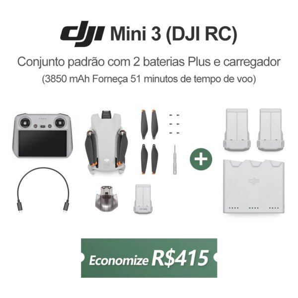 Drone DJI – Mini 3  caméra professionnel, Kit Combo