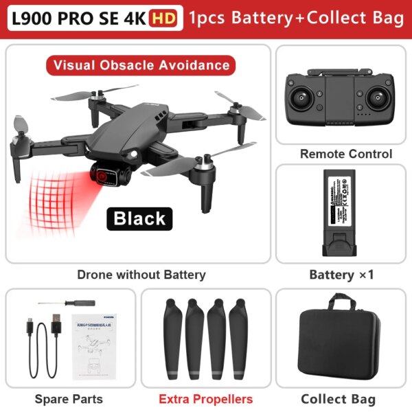 Drone FPV L900 PRO SE 4K HD à double caméra eviter les obstacles visuel