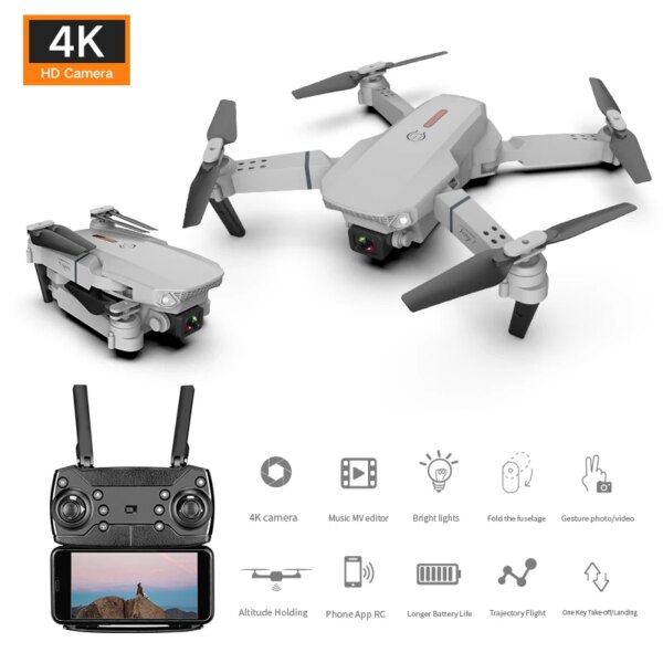 Drone FPV WIFI 4K , maintien en hauteur RC pliable