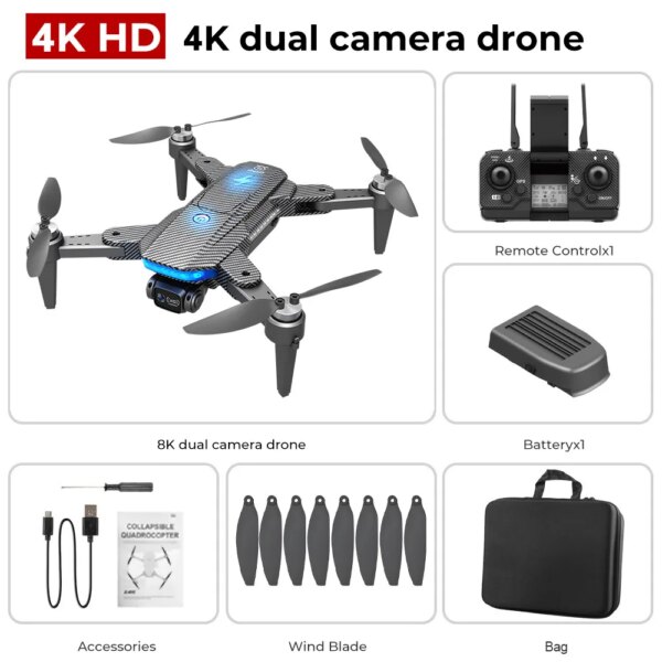 Drone fpv GPS PRO HJ90, caméra HD double 8K