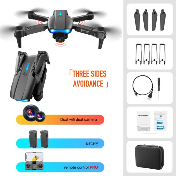 Mini Drone FPV E99 Pro RC 4K double caméra, WIFI