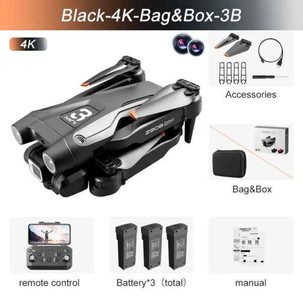 Drone FPV Z908 Pro Rc 4k professionnel Wifi