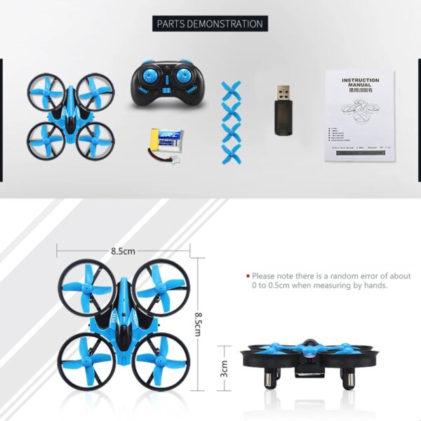 Mini Drone radiocommandé H36 4CH, 6 axes, Mode sans tête, hélicoptère