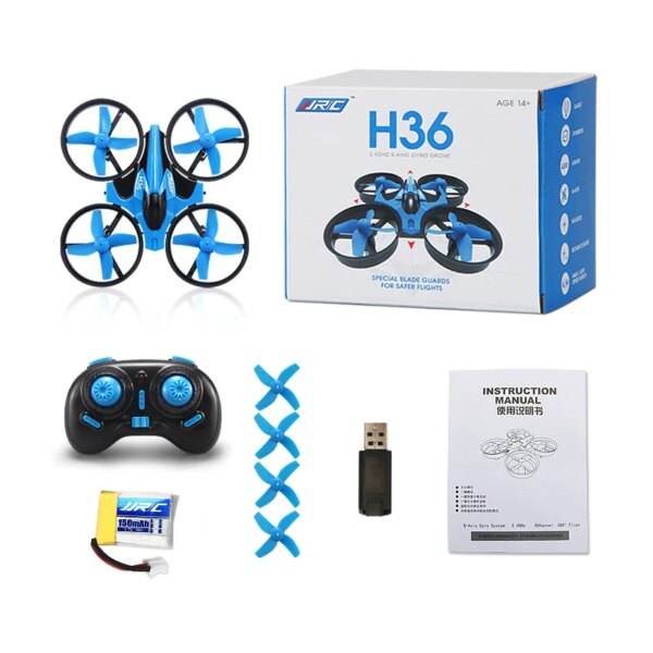 Mini Drone radiocommandé H36 4CH, 6 axes, Mode sans tête, hélicoptère