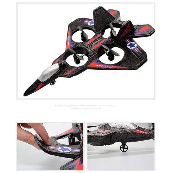 Drone FPV Avion F22 RC avec lumières LED, télécommande, 2.4G Radio Contro Glider