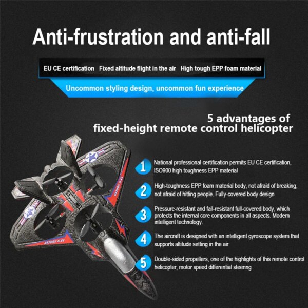 Drone FPV Avion F22 RC avec lumières LED, télécommande, 2.4G Radio Contro Glider