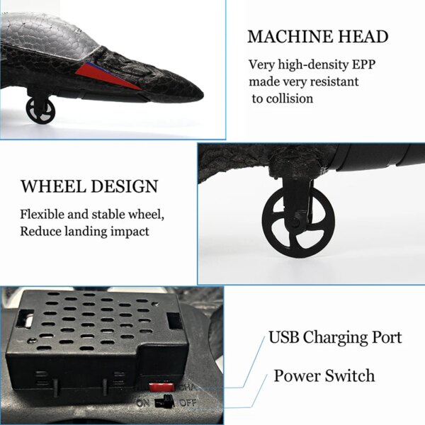 Drone FPV Avion F22 RC avec lumières LED, télécommande, 2.4G Radio Contro Glider