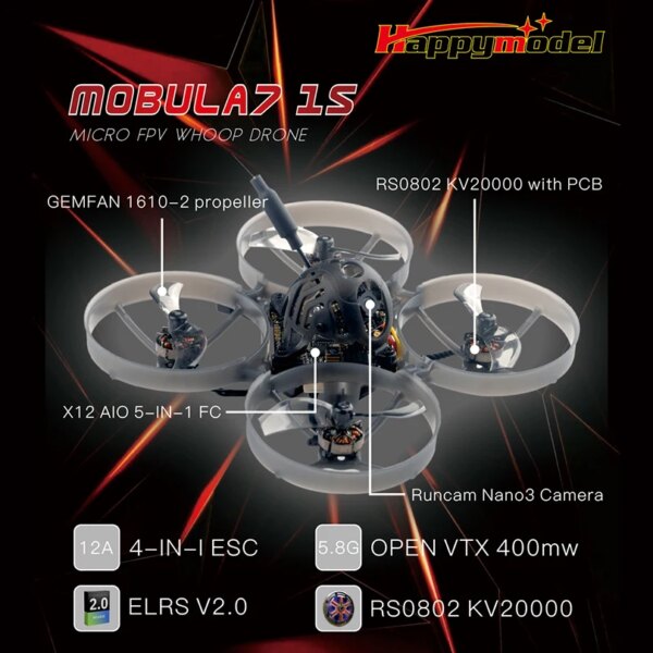 🚁 Happymodel Mobula7 1S 75mm Micro FPV Whoop – Puissance, vitesse et précision