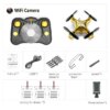 Mini Drone avec caméra HD Wifi Rc de poche, quadricoptère pliable pour Selfie