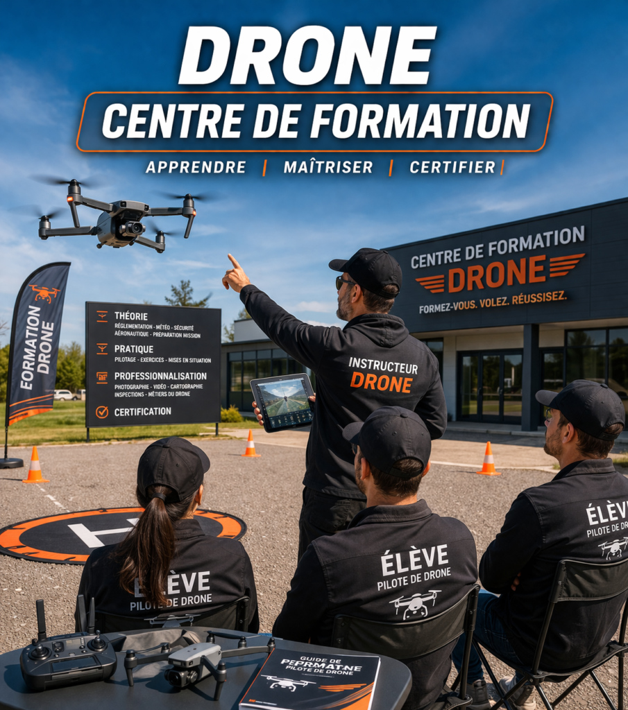 Formation drone en centre de formation avec instructeur et élèves